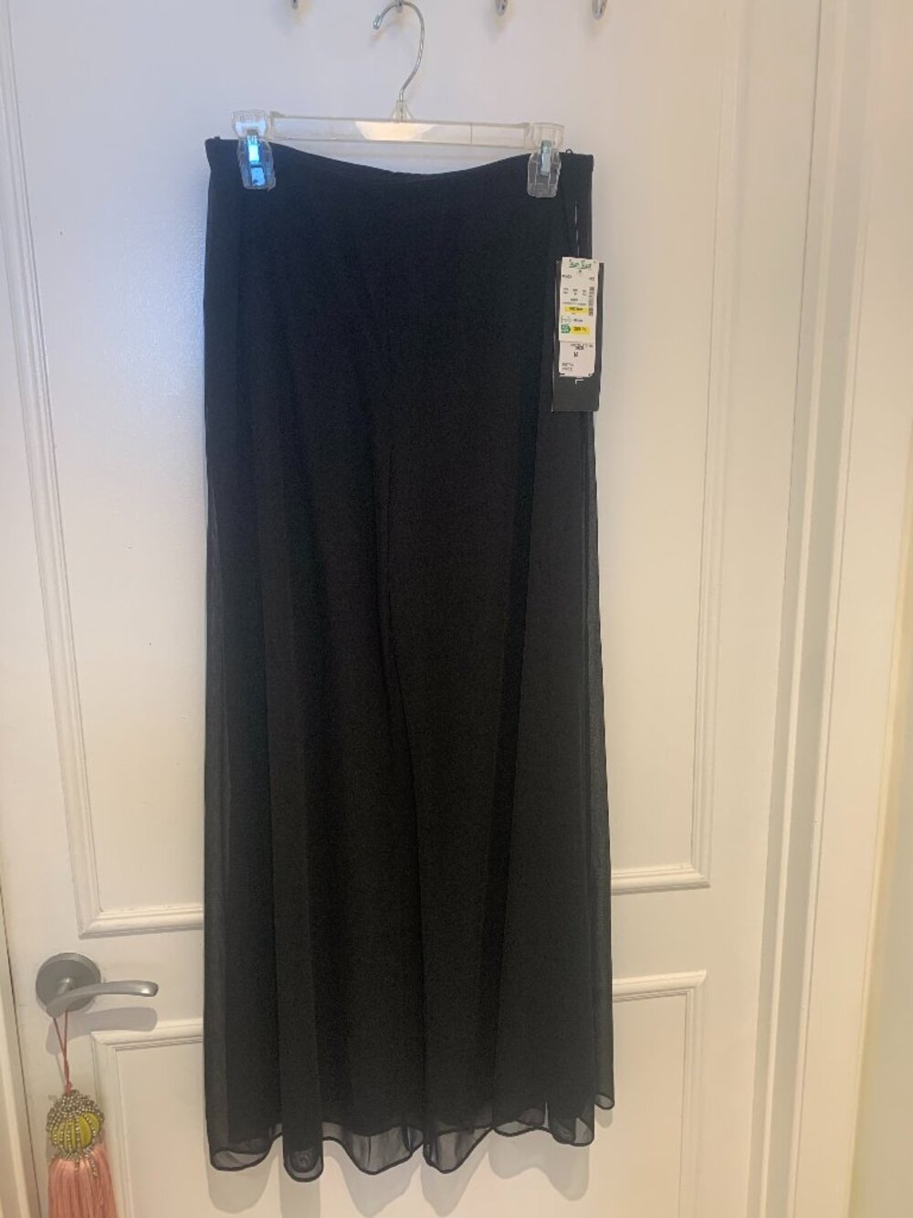 Sam and Jess Black Palazzo Pants with Sheer Overlay Size M-New With Tags